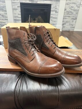 Jeffrey Campbell Brown Leather Chukka Boots with Dark Felt Panels